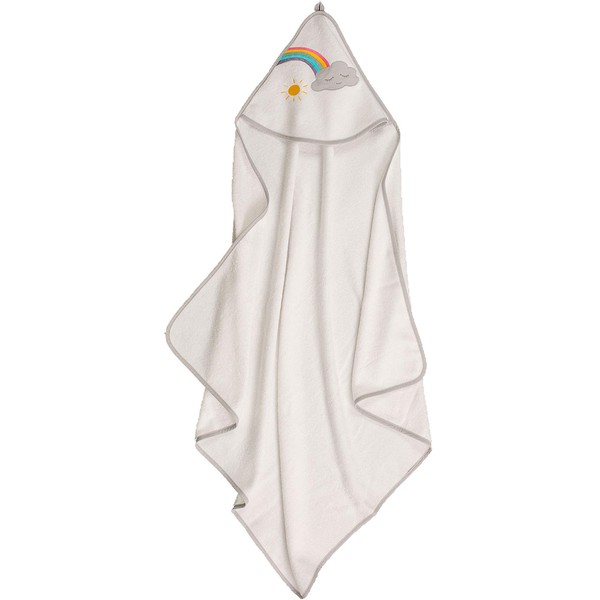 Smithy Hooded Towel Baby Children 100 x 100 cm 100% Cotton Baby Towel Cloud and Rainbow (White)
