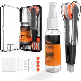 Glasses Cleaner,8 in 1 Glasses Cleaning Kit with 24H Anti Fog Eyeglass Cleaner Spray| Portable Glasses Cleaner Tool|Eye Glass Clean Cloths, Glasses Anti Slip with Soft Eyeglass Nose Pads & Ear Grip - Color: Black