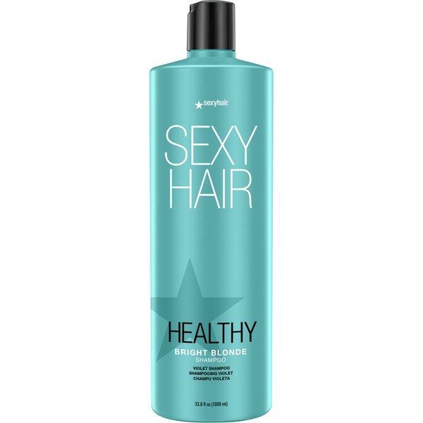 SexyHair Healthy Bright Blonde Violet Shampoo, 33.1 Oz | Helps Counteract Brassiness | SLS and SLES Sulfate Free | All Hair Types