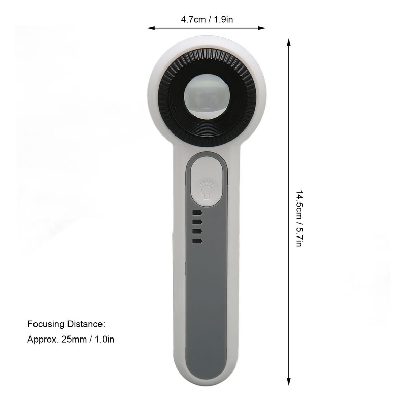 30X Handheld Magnifier 3 Levels Brightness Adjustment Touch Control LED