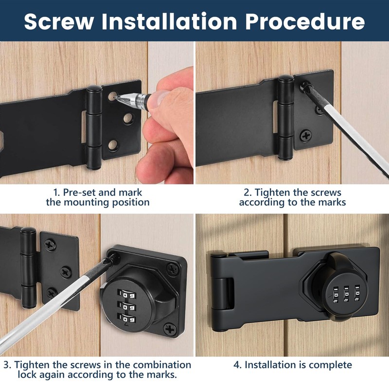 MINSHUXI Security Hasp Lockable 3-Digit Combination Lock Hasp Security Hasp