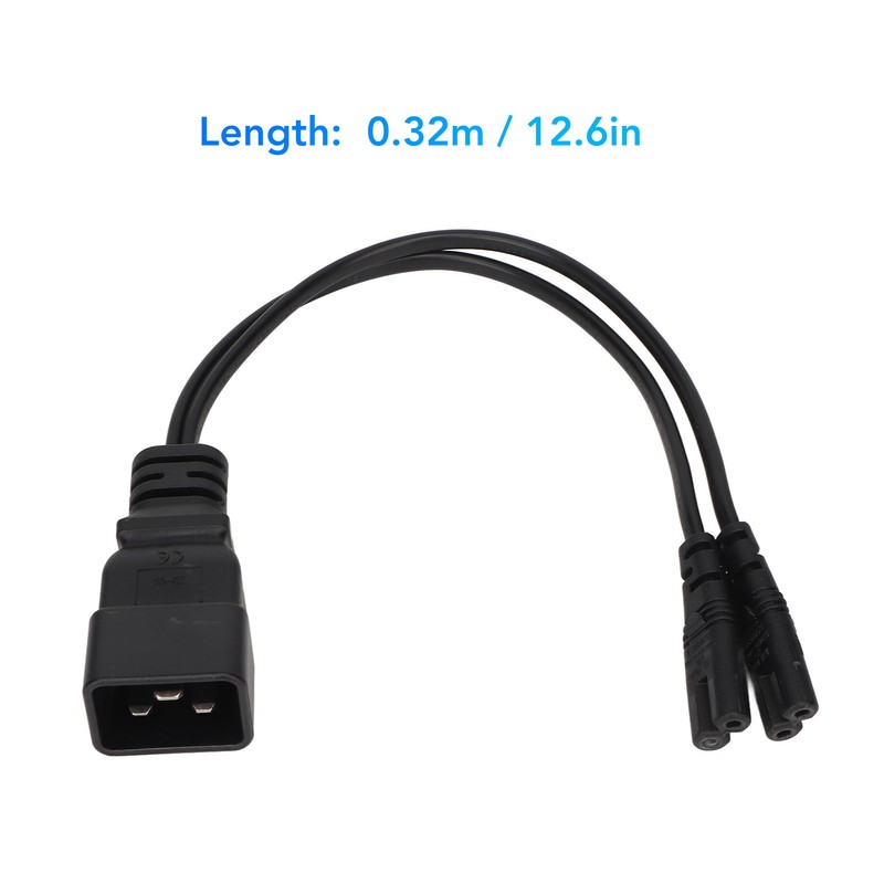 Dual IEC320 C7 to C20 Cord Universal Y Power Splitter
