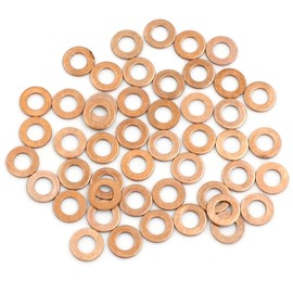 sourcing map 50 Pieces 6 mm Inner Diameter Copper Washers Flat Sealing Rings for Car
