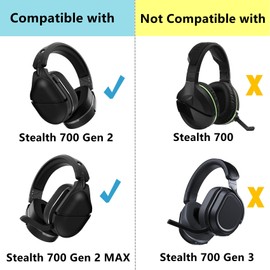 TaiZiChangQin Stealth 700 Gen 2 Cooling Gel Earpads Replacement Compatible with Turtle Beach Stealth 700 Gen 2 / Stealth 700 Gen 2 MAX Wireless Gaming Headset Ear Pads Cushions Ice Silk Fabric Black