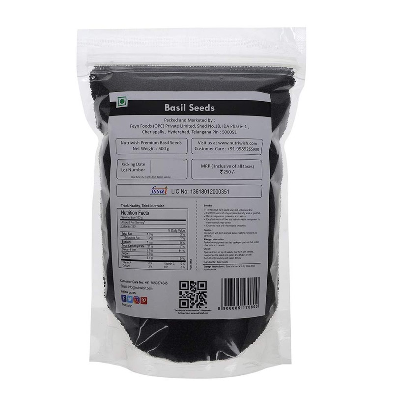 Nutriwish Premium Basil Seeds, 500g