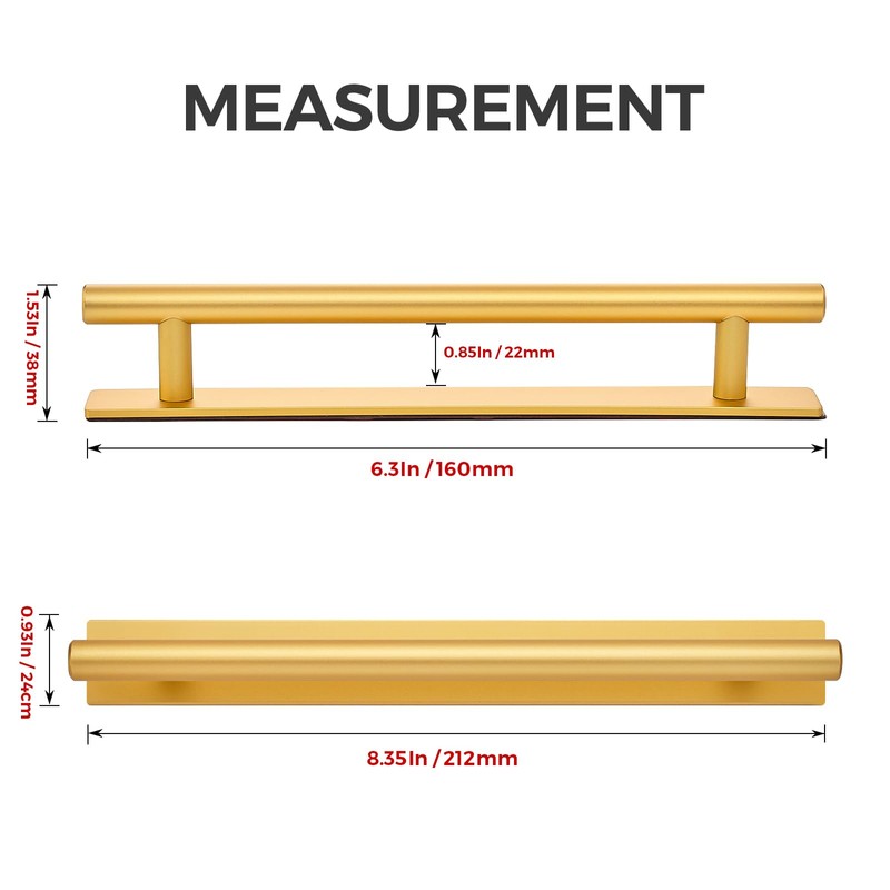 Ravinte 2 Pack Adhesive Cabinet Handles, Stick on Gold Cabinet