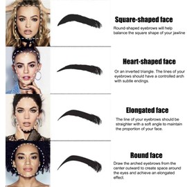 Handmade Human Hair Fake Eyebrows-Reusable Black BrowExtensions - Natural False Eyebrows for Women Daily MakeupUse (Black-6)