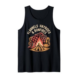 Flannels Hayrides Bonfires Fall Rustic Fall Adventure Tank Top