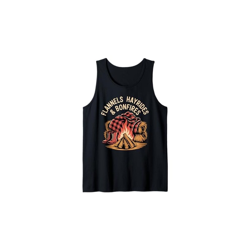 Flannels Hayrides Bonfires Fall Rustic Fall Adventure Tank Top