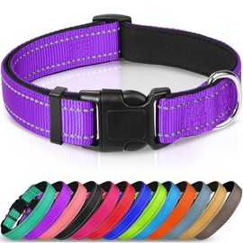 Joytale Reflective Dog Collar,Soft Neoprene Padded Breathable Nylon Pet Collar Adjustable for Puppy and Small Dogs,Purple,XS