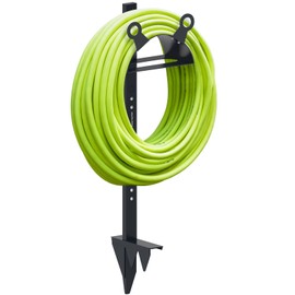 idyllictime Garden Hose Holder Stand for Outside with Tool Organizer Heavy Duty Thickened Carbon Steel (Deep Grey, Without Faucet)