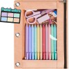 3-Ring Binder Pencil Pouch Cute Pastel Case with Window