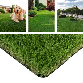 Giantex Artificial Grass Turf, 6 x 10 FT Indoor Outdoor Faux Grasses Rug with Drainage Holes, 80 oz/sq yd & 2" Thick Dog Grass Mat, Fake Grass Rug for Garden Lawn Landscape Balcony Weddings Backdrop