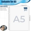 100 Pcs A5 Punched Pockets A5 Plastic Sleeves 160 Micron