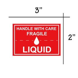 Liquid Labels 2X3 inch Fragile Liquid Handle with Care Warning Stickers for Shipping and Packing 300 pcs per roll
