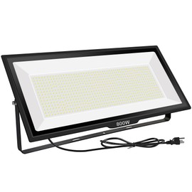 Gopretty 800W LED Flood Light, Outdoor Waterproof IP66 with Plug, 6000K Daylight White Super Bright Security Floodlight for Yard, Garden, Garages