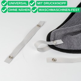 24 Pack 150 x 12 mm Loops in Grey with Press Stud Fastening, Hanging Tabs for Tea Towel, Towel, Cloth, Decoration, Camper Accessories