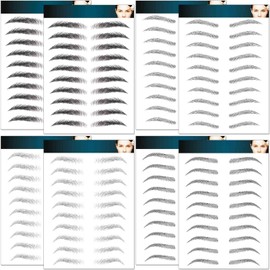 Eyebrow Tattoo Stickers 84 Pairs, 8 Sheets Eyebrow Temporary Tattoo Peel Off Sticker Waterproof 6D Hair-Like False Instant Transfer False Brows