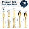 VIVANI Theoson 20-Piece Gold Heavy Silverware Set for 4, Thicken