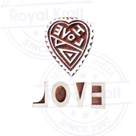 Henna Wooden Stamps Fancy Heart Love Pattern Printing Blocks (Set of 5)