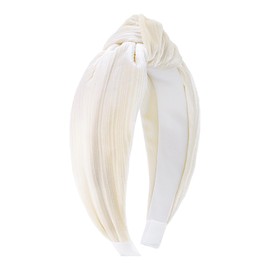 YanJie Velvet Headbands for Women Beige Knotted Headband Wide Non Slip Headbands for Girl Head Band for Women Headwear Fashion Headbands Hair Accessories Gift Beige