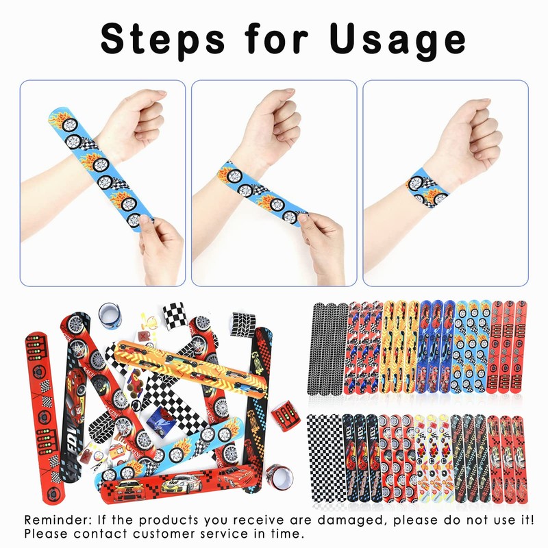 Acuiwer 24 PCS Slap Bracelets Racing Slap Bands Party Bags