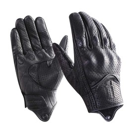 Harssidanzar Motorcycle Gloves for Men Touchscreen Perforated for Summer Riding GM028, Black(Perforated Upgrade), Size Medium