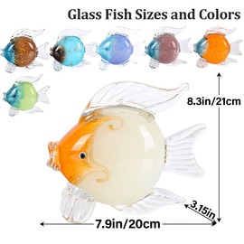 QIANLING Glass Fish Figurines - Coastal Home Decor, Modern Ocean Centerpieces for Living Room, Dining Area, Bathroom, Office, Coffee Table, Beach House, Nautical, Seaside, Entrance, Shelf Display