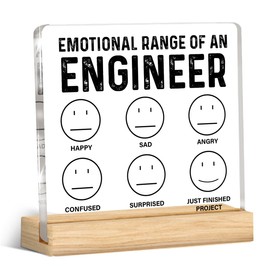 Funny Gifts for Engineers Office Desk Decor Sarcastic Mechanical Civil Engineer Gift Emotional Range of an Engineer Acrylic Desk Plaque Sign
