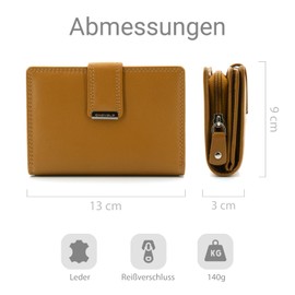 ekavale Ladies Soft Leather Wallet with RFID Protection - Women's Wallet, curry, purse