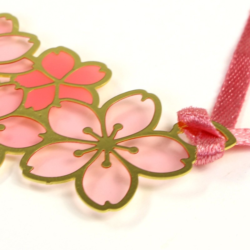 Chikhiko 12531 Stained Glass Style Bookmark Die-Cut Cherry Blossom Gold