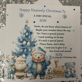 Handmade Heavenly Christmas Card for Daughter, Son, Granddaughter, Grandson (Son)