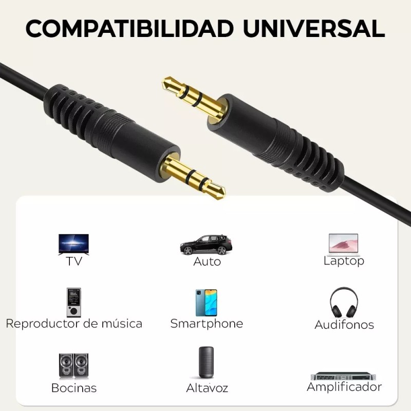 Maíz 3pz Cable Auxiliar Conector Jack 3.5mm Estereo Audio Sonido