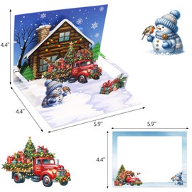 ceiba tree 3D Pop Up Christmas Cards 8 Pack Santa's Truck Notecards Holiday Greeting Cards with Envelopes