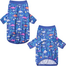 PriPre Dog Navy T Shirts with Forest Dinosaur Pattern Printed Pet Shirt Softable Pajamas Large Dogs (2XL, Forest Dinosaur)