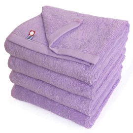 Mc-ft4 Imabari Towels, Commercial Use, Face Towels, Set of 4, Murakami Towels, M Color, 13.4 x 33.9 inches (34 x 86 cm), For Beauty Salons, 100 Colors, Lightweight and Thin (No.19, Purple)