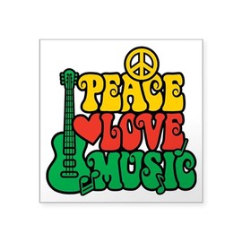 CafePress Reggae Peace Love Music Square Sticker 3 X 3 Square Bumper Sticker Car Decal