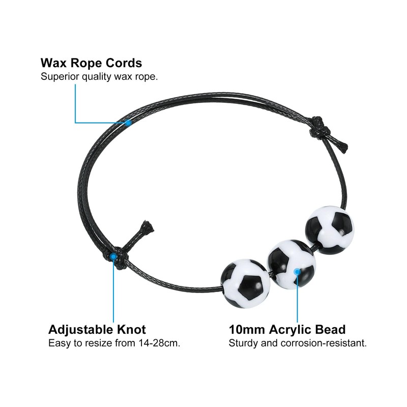 [PATIKIL] 20pcs Soccer Bracelet Soccer Gift Adjustable Wristband with Soccer
