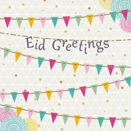 Eid Mubarak Cards, Islamic Cards, Muslim Cards, Eid Greetings Cards - Bunting Design