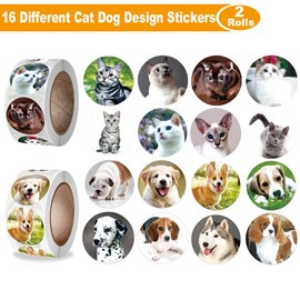 Hohamn Dog and Cat Stickers for Kids Teachers,1000 Pcs Dog Cat Design Stickers for Kids Birthday Party, School Reward, Giveaways