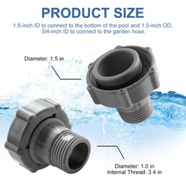 Screw Man Swimming Pool Drain Water Hose Adapter Fits for Coleman Pools, 1.5 in. ID, Connects to Bottom of Pool, 1.0 in. OD, 3/4 in. Female Threads Connect To The Garden Pipe Drain Fitting Connects