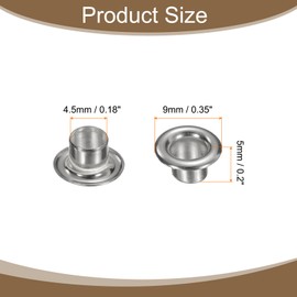 HARFINGTON 100Set Grommets Eyelets 4.5mm 1/6 Inch Brass Eyelets Kit with Washers for Fabric Curtain Tarps Leather Belt Shoes Bag DIY, Silver
