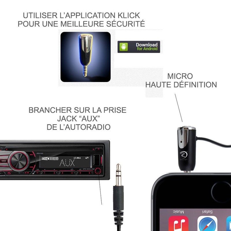 Raven design 700050 Hands Free Car Kit for Smartphone Black