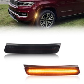 VYNTRAL Front Side Marker Light Compatible with J'eep Wagoneer/Grand Wagoneer 2022 2023, [DOT Certified] Amber LED Turn Signal Marker Light, OEM Part #68353121AA, 68353120AA, 2 PCS, Smoked Lens