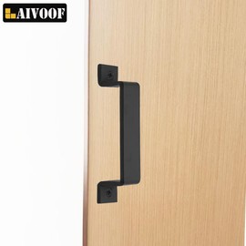 AIVOOF Barn Door Handles, 2 Pack Matte Black Sliding Door Pulls Heavy Duty Carbon Steel Gate Hardware Kit for Barn Door Gates Farm Gate Garages Sheds Closets with 4 Screws Included (Black)