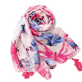 FAIRYGATE Women Scarf Colourful Lightweight Fashion Pink Flowers Floral Printed Scarfs Shawl Wrap Ladies Scarves Winter Clearance 72017