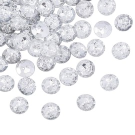 Pandahall 100pcs Rhinestone Acrylic 2 Hole Facet Flat Round Crystal Buttons 13x4.5mm Hole:1mm