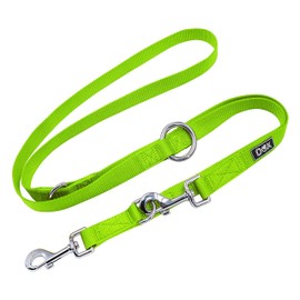 DDOXX Nylon Dog Lead, Adjustable to 3 Different Lengths, 2 Metres, for Small and Big Dogs, Double Lead for 2 Dogs, Cats, Puppies, Large Tow Lead, Small Guide Lead, Walking Lead, Puppy Lead, L, Green