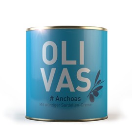 Olivas Anchoas / 80 g (tin) * Manzanilla Olives of the Commercial Grade Extra with Spicy Anchovy Cream
