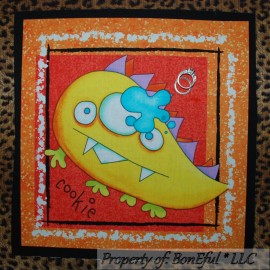 Fabric Traditions BonEful Fabric Cotton Quilt Block Cookie Monster Baby Boy B&W Kid L Pillow Decor